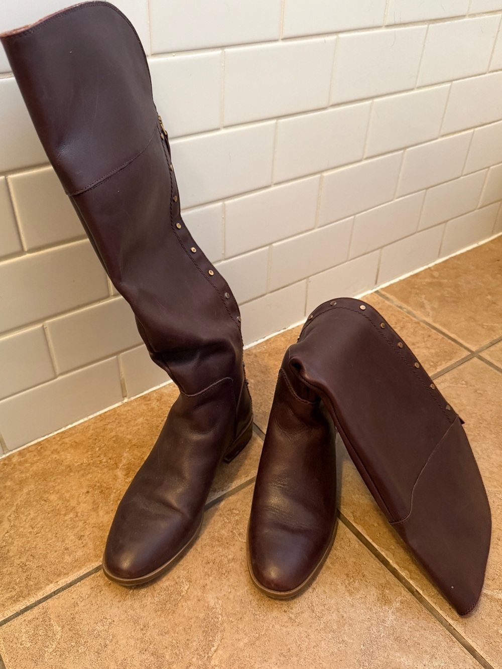 Tall Brown Leather Riding Boots